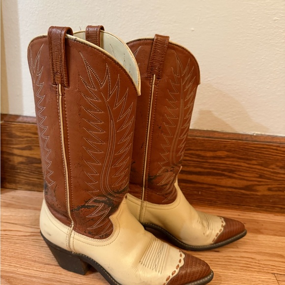 Brown and Cream Western Boots - Picture 1 of 5